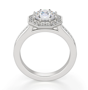 Bague de fiançailles pour femme en moissanite taille brillant ronde avec halo, en argent sterling, idéale pour les fêtes, mariages et comme cadeau, design de bijoux - Product Image 3