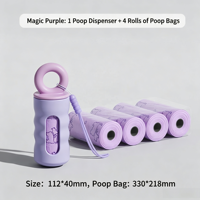 Sacs à déjections canines mignons avec distributeur portable, texture ondulée moderne, fenêtre transparente, fixation pour laisse, en plastique, pour extérieur et mains libres