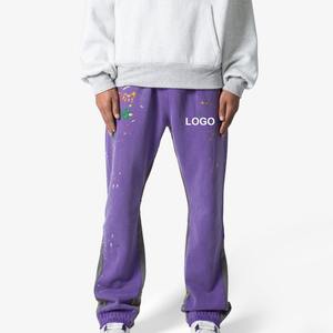 Pantalons de survêtement pour homme en molleton français 100% coton OEM, taille plus, avec bande latérale, style jogger empilé, vêtements de sport actifs - Product Image 1