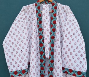 Vintage Unisex Kantha Chaqueta de algodón acolchado con estilo de invierno Kimono Robe Vestidos casuales hechos a mano-Venta al por mayor Ropa acolchada de algodón - Product Image 3