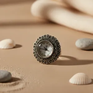 Anillo de Reloj de Cuarzo ART PALACE con Forma de Flor Vintage, Piedras Marcsais, Plata Antigua 925 para Mujer, Uso Diario - Product Image 1