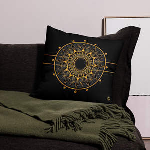 Taie d'oreiller carrée de luxe Aurelius Nocturne 22, motif géométrique brodé bio, lavable, pour la maison et l'hôpital, emballée - Product Image 1