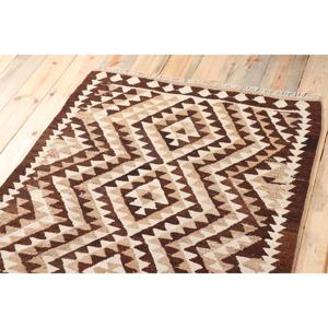 Vintage <b>Runner</b> <b>Rug</b> 3.2x9.4 ft (99x287 cm), Kilim Brown Southwestern Turkish <b>Rug</b> - Product Image 5