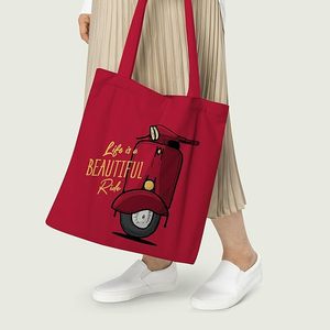 Beautiful Ride Canvas Tote <b>Bags</b> Customizable Zipper <b>Medium</b> Custom Cartoon Letter Flower Printing Designs Daily Advertising <b>Gift</b> - Product Image 5