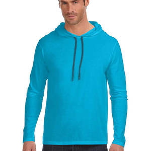 Camiseta con capucha azul transpirable para hombre, manga larga, 100% algodón, estampado de soplo, ligera, anticontracción, talla 6XL para otoño - Product Image 1