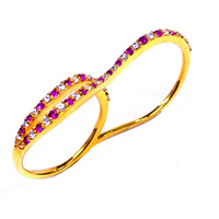 Bagues de mariage pour femmes, double anneau, en argent sterling 925 plaqué or, garnet rhodolite, topaze blanche, style classique
