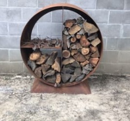 Rustic Wood Logs Holder Garden Supplies Wood <b>Storage</b> <b>Rack</b> Round Metal Brackets Fire Pit Wood <b>Storage</b> Holders <b>Rack</b> Garden Items - Product Image 5