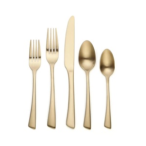 Ensemble de couverts en métal d'excellente conception avec manche rond martelé fini or pour la maison et le mariage ensemble de couverts de vaisselle - Product Image 4