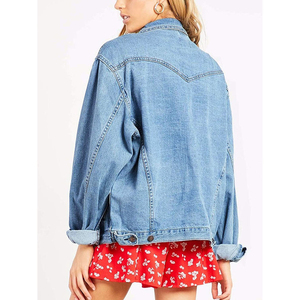 Veste en jean à manches longues slim à design personnalisé, vente chaude, nouveau style, veste en jean bleu pour femmes, service OEM - Product Image 2