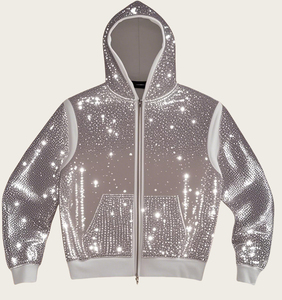 ผู้ผลิตชุดวอร์มผ้าฝ้าย 100% น้ำหนักเบา ประดับคริสตัล สำหรับผู้ชาย สไตล์ลำลอง มีฮู้ด รับทำโลโก้ ราคาขายส่ง คุณภาพพรีเมียม - Product Image 3