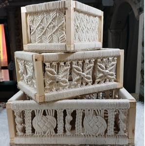 Panier de rangement en macramé de qualité supérieure avec poignées pour un transport facile et une solution de rangement élégante pour toutes les pièces - Product Image 6