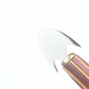 Couteau de travail du cuir avec manche en bois Couteau de coupe en cuir au design incurvé avec lame en acier à haute teneur en carbone Couteau à tête en cuir - Product Image 4