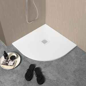 Plato de Ducha Semicircular de Resina Blanca Milan 90x90, Producto Premium - Product Image 2