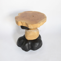 Tabouret empilable en racine de teck bicolore, tabouret en bois unique pour salon, meubles de maison décoratifs