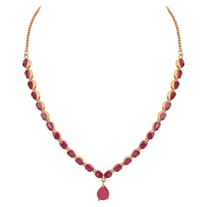 Colorstone Necklaces, Gold Plated, Fashion Necklaces, Traditional & <b>Wedding</b> <b>Gift</b> for Women, Brass, Chapado En Oro Oro Laminado - Product Image 4