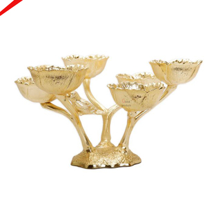 Bol décoratif design en aluminium moulé, finition dorée, motif floral moderne 2026, pour la décoration intérieure et les cadeaux occasionnels - Product Image 1