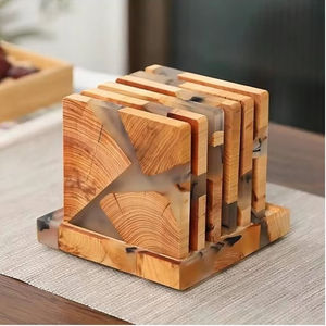 Branded Quality Customize Square Round Epoxy Wood Resin <b>Coaster</b> <b>With</b> <b>Holder</b> <b>Set</b> <b>Coasters</b> <b>Set</b> of 6 Manufacture - Product Image 1
