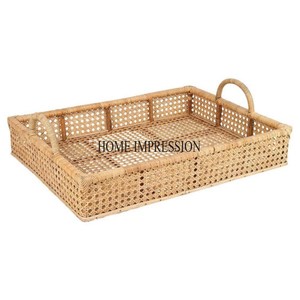 Plateau de service en rotin de forme fantaisie unique de créateur antique au look élégant avec poignées pour une meilleure prise en main Fournitures pour hôtels et restaurants - Product Image 3