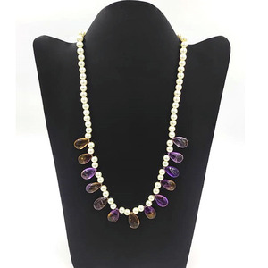 Ametrine-collares de perlas bohemios hechos a mano para mujer, gargantilla de pera Prehnita, collares coloridos con cuentas, joyería de playa para mujer - Product Image 1