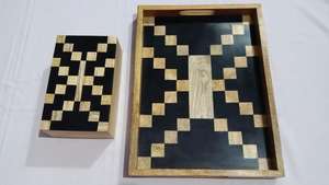 ถาดเสิร์ฟไม้สี่เหลี่ยมคุณภาพสูง งานแฮนด์เมด ลายดอกไม้ ดีไซน์ทันสมัย พร้อมระบบสัมผัส สำหรับตกแต่งบ้าน ราคาขายส่ง - Product Image 5