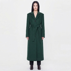 <b>Women</b> Long Casual Overcoat <b>Belted</b> Waist Lapel Collar Wool Blend Full Length Warm Winter Outerwear - Product Image 6