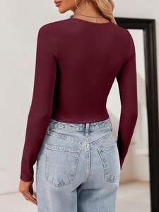 เสื้อครอปแขนยาวผู้หญิงเสื้อครอป Y2K ฟิตเข้ารูปรัดรูป - Product Image 4