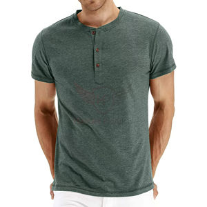 High Quality <b>Men's</b> Casual Short Sleeve T-<b>Shirt</b> 100% Cotton Three Button Closure Breathable High Street Plus Size Direct Pakistan - Product Image 2