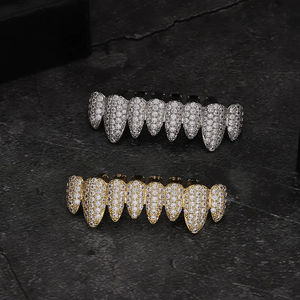 Bijoux de dents en argent sterling 925 Grillz personnalisés Hip Hop pour hommes avec émeraude Iced out Moissanite Princess Cut Diamond Fine Jewelry - Product Image 5