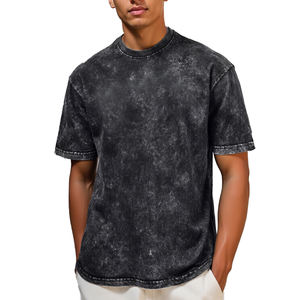T-shirt personnalisé sérigraphié, délavé à l'acide, pour homme, coupe oversize, imprimé, OEM, manches courtes, style rétro, effet délavé à la pierre - Product Image 2