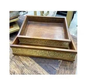 Plateau de service en bois de qualité supérieure pour les événements de mariage Vaisselle Plateau à dessert à prix raisonnable en Inde - Product Image 6