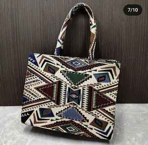 Bolso de mano de hombro bohemio de algodón de tela Jacquard étnico indio para mujer, bolso de mano bordado, tienda de moda al por mayor - Product Image 4