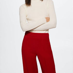 <span class=keywords><strong>Pantaloni</strong></span> Lunghi da <span class=keywords><strong>Donna</strong></span> Personalizzati, Casual, a Gamba Larga, Vita Alta, Eleganti, in Chiffon, <span class=keywords><strong>Rossi</strong></span>, per Ufficio - Product Image 4