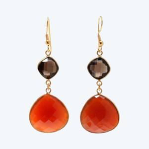 18K chapado en oro de 925 plata esterlina hidro ahumado y naranja pendiente para mujeres y niñas pendiente - Product Image 6