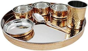 Bộ 1 Thép không gỉ Đồng Hiện Đại Đồ Ăn 12-inch thali tấm bát thủy tinh muỗng thân thiện với môi bền handmade <span class=keywords><strong>amir</strong></span> - Product Image 2