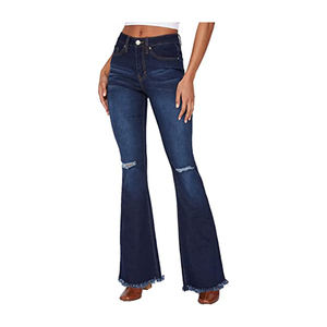 Customized Top Quality <b>Stretch</b> Flare Slim Fashion Women's <b>Jeans</b> Pants Streetwear Casual <b>Ladies</b> Denim <b>Jeans</b> Pants For Women - Product Image 4