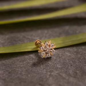 Lab grown Diamond <b>nose</b> pin crafted in 14kt yellow gold stylish and beautiful trending jewelry for women traditional design - Product Image 4