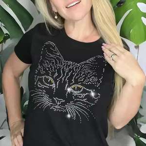 2025 llegada hombres y mujeres fábrica hecha por encargo Rhinestone impreso camisetas para la venta a granel personalizado Unisex camisetas - Product Image 1