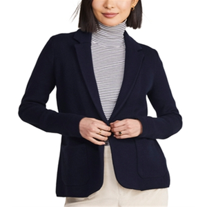 Vineyard Vines Navy <b>S</b> Knit <b>Blazer</b> Woven with Embroidery and Button Decoration Solid & Print Pattern - Product Image 1