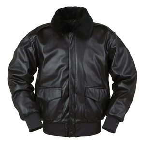 Veste en cuir à manches longues personnalisée OEM pour les hommes Stand vestes en cuir décontractées hiver pour hommes vestes personnalisé fermeture éclair Patch - Product Image 2