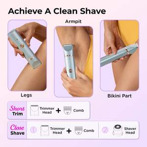 Afeitadora Eléctrica Recargable 2 en 1 para Mujer, Resistente al Agua IPX7, Recortadora de Bikini, Piernas, Brazos y Cuerpo, Azul, con Función de Lavado - Product Image 6