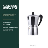 Cafetière Moka en aluminium argenté, style italien classique, octogonale, avec soupape de sécurité
