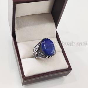 Anillo de Plata de Ley 925 para Hombre al por Mayor con Gema Natural de Lapislázuli Afgano, Anillo de Piedra de Nacimiento, Joyería Árabe, Regalo de Cumpleaños - Product Image 1