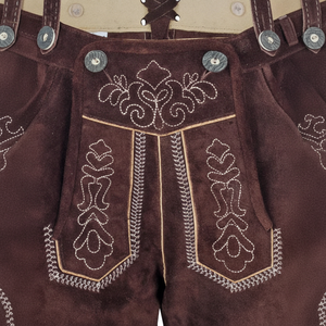 กางเกงหนังบาวาเรียนสำหรับเทศกาลอ็อกโทเบอร์เฟสต์  แบบนูร์ซ  น้ำหนักเบา  ปักลายหนังวัวแท้ - Product Image 4