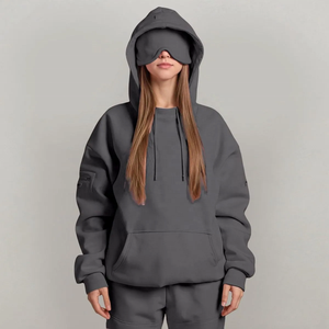 Sudadera con Capucha Verde Menta para Mujer, Marca BLIZ SPORTS WEAR, Estilo Casual, Holgada, con Hombros Caídos, Color Sólido, 100% Algodón Tejido, con Cremalleras, para Otoño - Product Image 4