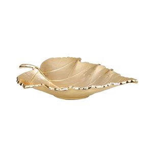 Plat à feuilles en métal doré adapté à la décoration intérieure de la maison et à la pièce maîtresse de table avec un attrait de qualité supérieure - Product Image 2