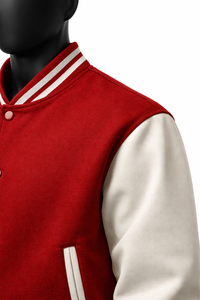 Chaqueta Varsity para Uso Diario, Chaqueta de Invierno, Chaquetas Varsity Rojas Personalizadas, Cuerpo de Lana, Mangas de Cuero PU, Marca Privada OEM - Product Image 3