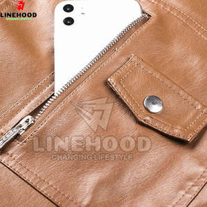 Venta caliente nueva moda hombres Stand Collar chaqueta de cuero transpirable piel de vaca para el invierno - Product Image 3