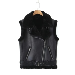 Autumn Winter New Women's <b>Sheepskin</b> Vest Faux Suede Sleeveless Vest Coat Cotton Bomber Coat Female Fur Leather <b>Jacket</b> - Product Image 6