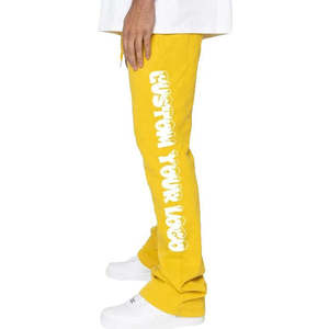 Pantalones de chándal acampanados con logotipo de impresión DTG personalizados de calle suelta Pantalones de chándal acampanados con lavado ácido degradado de lana de algodón personalizados - Product Image 3