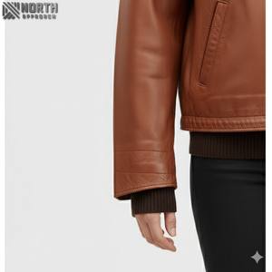 Chaquetas transpirables de cuero genuino para mujer de punto de invierno de alta calidad al por mayor 2025 servicio OEM personalizado - Product Image 3